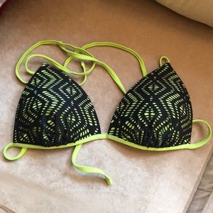 Black and lime green bikini top